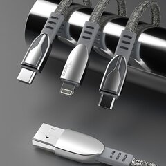 Кабель Dudao USB - micro USB 1 м 3 А со светодиодным индикатором зарядки, серый (L7xM Micro) цена и информация | Кабели для телефонов | kaup24.ee