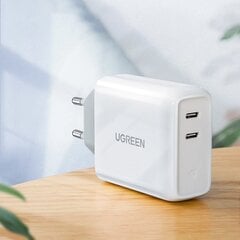 Быстрое настенное зарядное устройство Ugreen 2x USB Type C 36 Вт Quick Charge 4.0 Power Delivery SCP FCP AFC, белое (70264 CD199) цена и информация | Зарядные устройства для телефонов | kaup24.ee