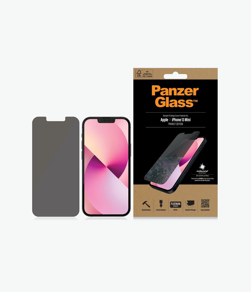 Apple iPhone 13 Mini ekraanikaitseklaas PanzerGlass™ - Privacy: P2741 цена и информация | Ekraani kaitsekiled | kaup24.ee