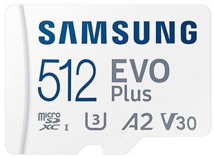 MEMORY MICRO SDXC EVO+ 512GB/V30 W/A MB-MC512KA/EU SAMSUNG цена и информация | Карты памяти для фотоаппаратов, камер | kaup24.ee