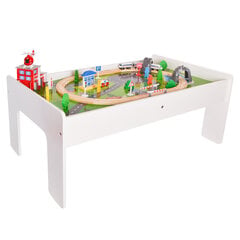 Набор, деревянная железная дорога со столом, 52 предметы цена и информация | Игрушки для мальчиков | kaup24.ee