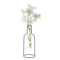 Металлическая ваза со стеклянным цилиндром Silhouette 26см цена и информация | Vaasid | kaup24.ee
