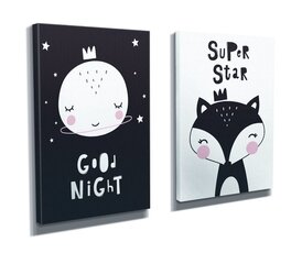 Репродукция из двух частей Good night super star цена и информация | Картины, живопись | kaup24.ee