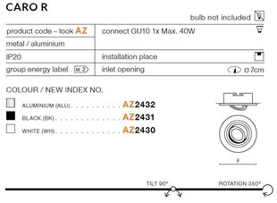 Sisseehitatud valgusti Azzardo Caro R AZ2430 hind ja info | Süvistatavad ja LED valgustid | kaup24.ee