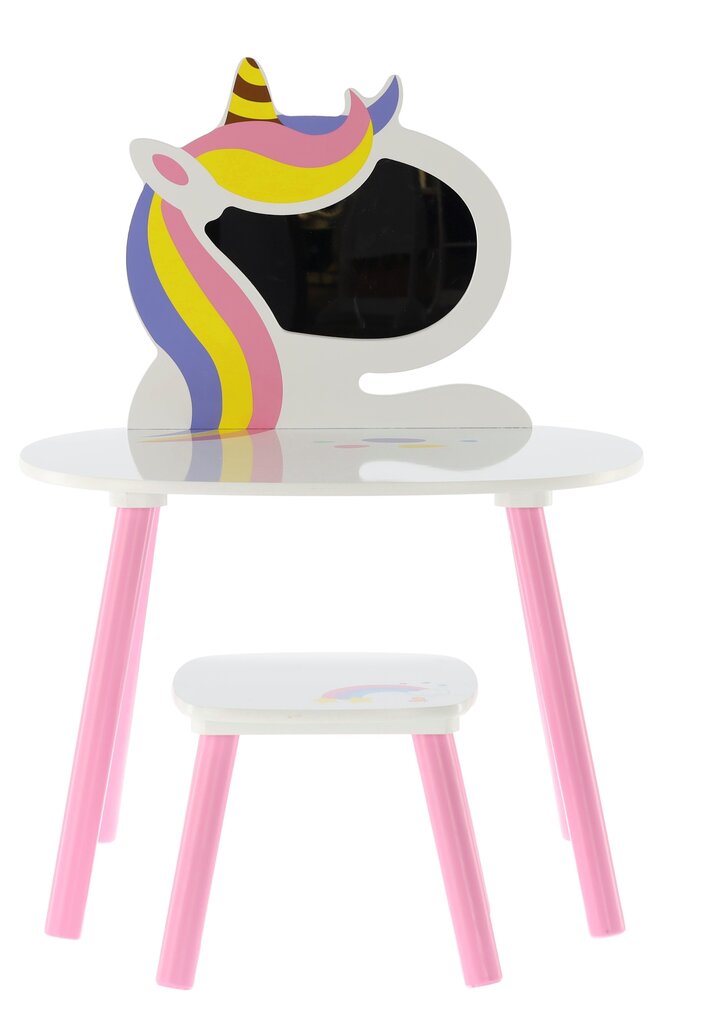 Laste tualettlaud tooliga Lily, valge/roosa цена и информация | Tualettlauad | kaup24.ee