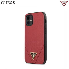 Прочный задний чехол-крышка для Apple iPhone 12 mini Guess GUHCP12SVSATMLRE Saffiano, красный цена и информация | Чехлы для телефонов | kaup24.ee