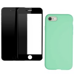 Full protection Set - silikoonist ümbris roheline (emerald) + ekraani kaitseklaas telefonile iPhone 7/8, SE2020 must цена и информация | Защитные пленки для телефонов | kaup24.ee