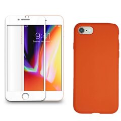 Full protection Set - silikoonist ümbris punane (candy red) + ekraani kaitseklaas telefonile iPhone 7/8, valge цена и информация | Чехлы для телефонов | kaup24.ee