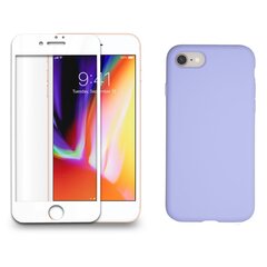 Full protection Set - silikoonist ümbris lilla (lavanda) + ekraani kaitseklaas telefonile iPhone 7/8, valge hind ja info | Ekraani kaitsekiled | kaup24.ee