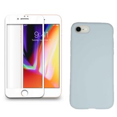 Full protection Set - silikoonist ümbris hall (ice grey) + ekraani kaitseklaas telefonile iPhone 7/8, valge hind ja info | Ekraani kaitsekiled | kaup24.ee