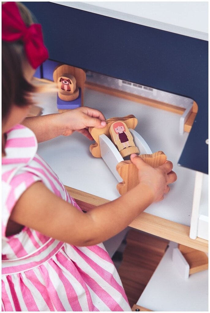 Valge puidust nukumaja aksessuaaridega, 19 tk hind ja info | Tüdrukute mänguasjad | kaup24.ee