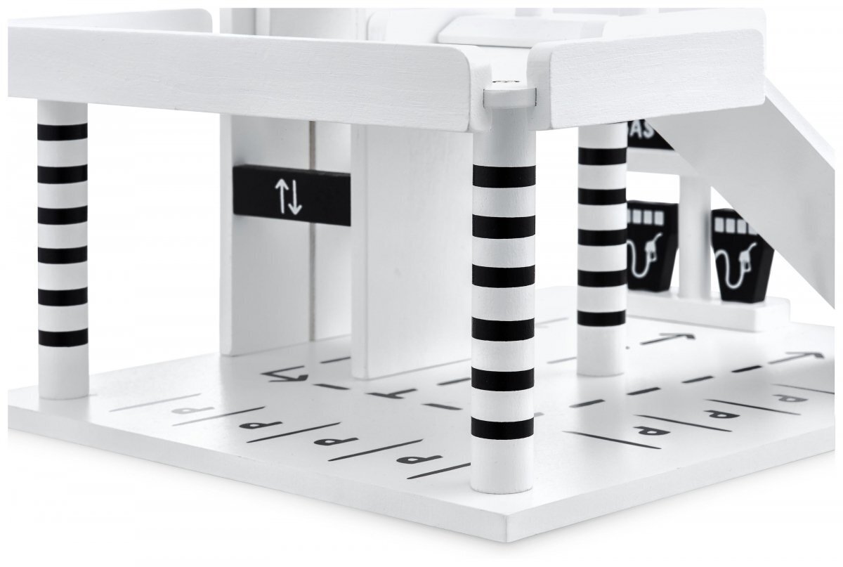 Puidust garaaž - mitmetasandiline parkla - auto, lift, helikopter цена и информация | Poiste mänguasjad | kaup24.ee