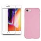 Full protection Set - silikoonist ümbris roosa (pink rose) + ekraani kaitseklaas telefonile iPhone 7/8, valge hind ja info | Ekraani kaitsekiled | kaup24.ee