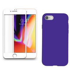 Full protection Set - silikoonist ümbris lilla (orchid) + ekraani kaitseklaas telefonile iPhone 7/8, valge цена и информация | Защитные пленки для телефонов | kaup24.ee