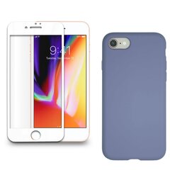 Full protection Set - silikoonist ümbris lilla (mauve) + ekraani kaitseklaas telefonile iPhone 7/8, valge цена и информация | Защитные пленки для телефонов | kaup24.ee