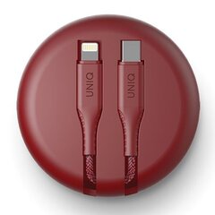 Кабель UNIQ MFI Halo USB-C-Lightning 18Вт нейлоновый убирающийся 1.2м красный / карминно-красный цена и информация | Кабели для телефонов | kaup24.ee