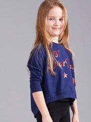 Trükisega lühike tumesinine dressipluus цена и информация | Рубашки для девочек | kaup24.ee