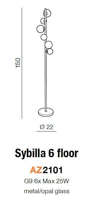 Azzardo põrandalamp SYBILLA 6 AZ2101 hind ja info | Põrandalambid | kaup24.ee
