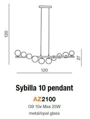 Azzardo rippvalgusti Sybilla 10 AZ2100 цена и информация | Люстры | kaup24.ee