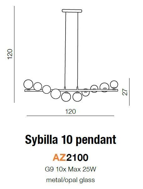 Azzardo rippvalgusti Sybilla 10 AZ2100 hind ja info | Rippvalgustid | kaup24.ee