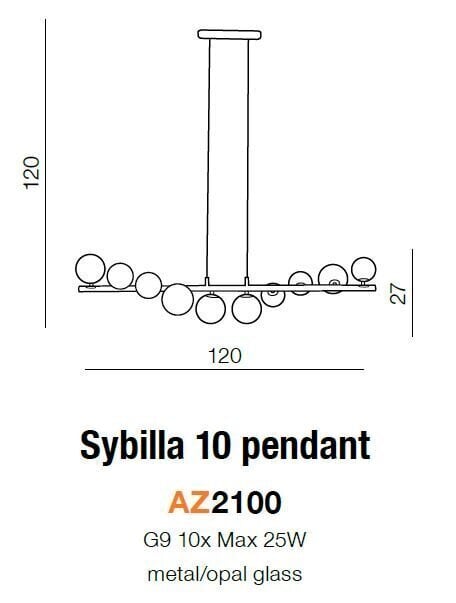 Azzardo rippvalgusti Sybilla 10 AZ2100 цена и информация | Rippvalgustid | kaup24.ee