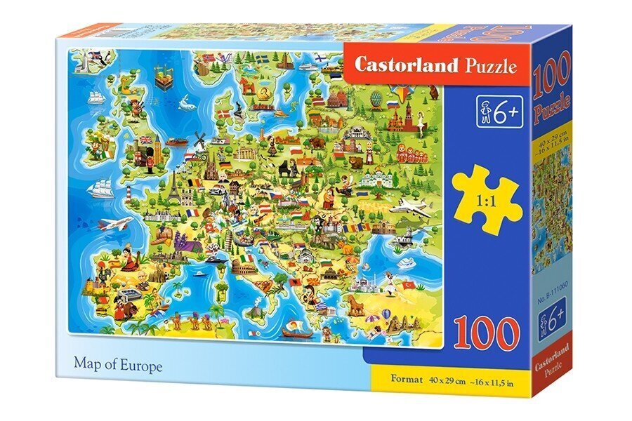 Puzzle 100 Map of Europe 111060 hind ja info | Pusled | kaup24.ee