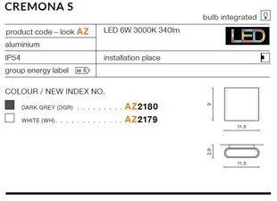 Azzardo настенный уличный светильник Cremona S AZ2179 цена и информация | Уличное освещение | kaup24.ee