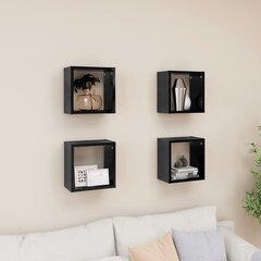 Sieninės lentynos, 26x15x26 cm, 4 vnt, juodos цена и информация | Полки | kaup24.ee