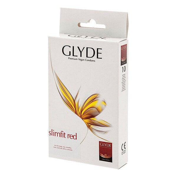 Kondoomid Glyde Slimfit Red 17 cm (10 uds) hind ja info | Segistid ja lisatarvikud | kaup24.ee