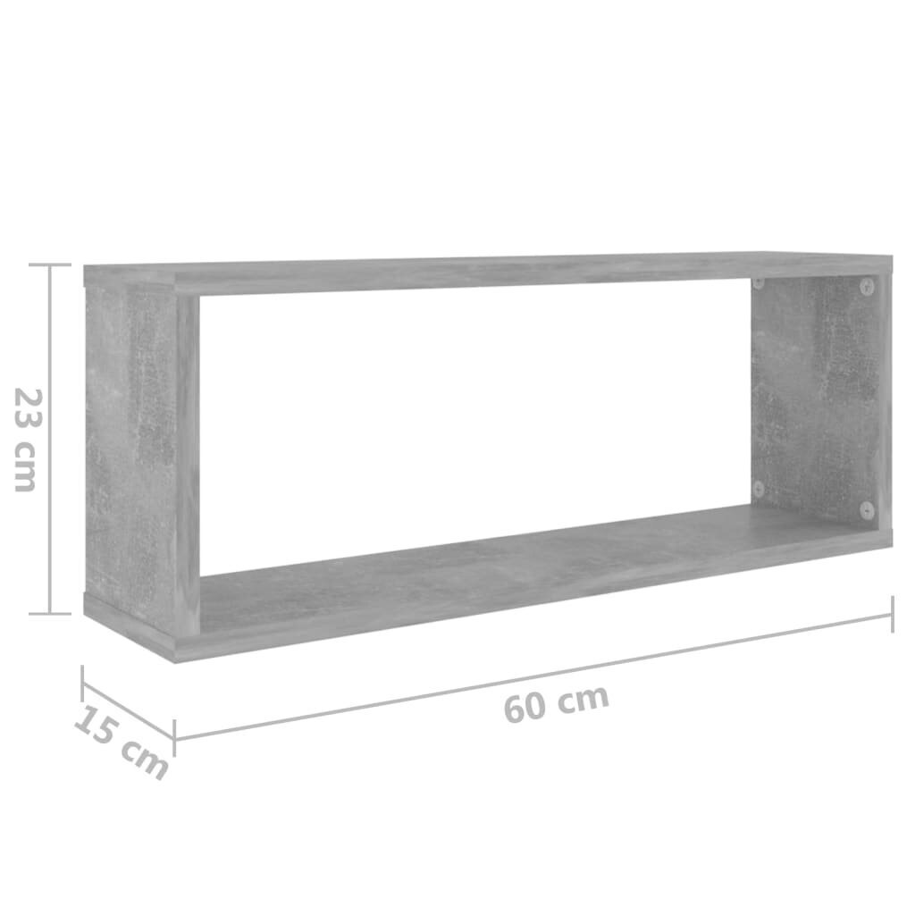 Sieninės lentynos, 60x15x23 cm, 6 vnt, pilkos hind ja info | Riiulid | kaup24.ee