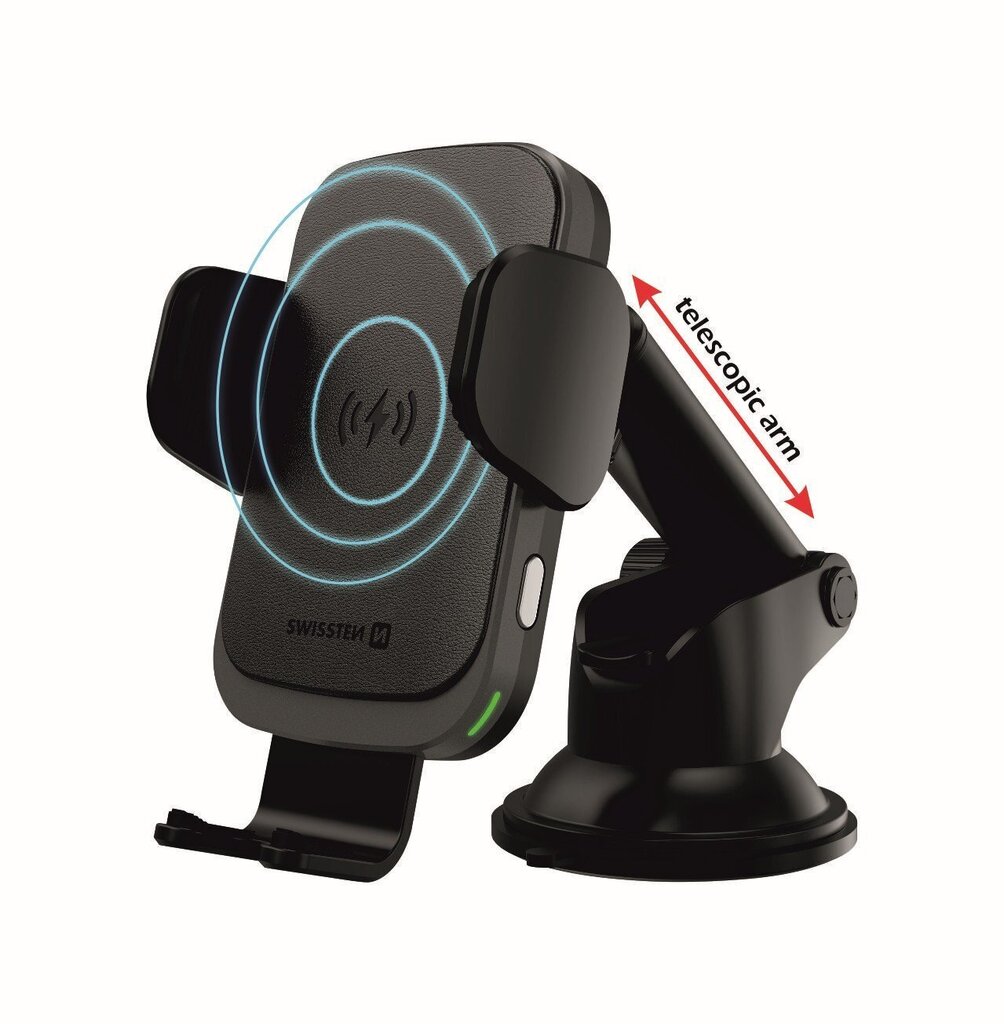 Swissten W2-HK3 Car Holder With 15W Wireless Charging + Micro USB Cable 1.2m Black hind ja info | Mobiiltelefonide hoidjad | kaup24.ee