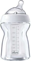 Klaasist pudel koos silikoonist lutiga Chicco Natural Feeling, 0+ kuud, 250 ml hind ja info | Lutipudelid ja aksessuaarid | kaup24.ee
