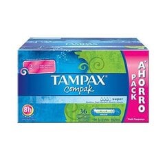 Tampoonid TAMPAX Compak Super, 36 tk hind ja info | Tampoonid, hügieenisidemed, menstruaalanumad | kaup24.ee