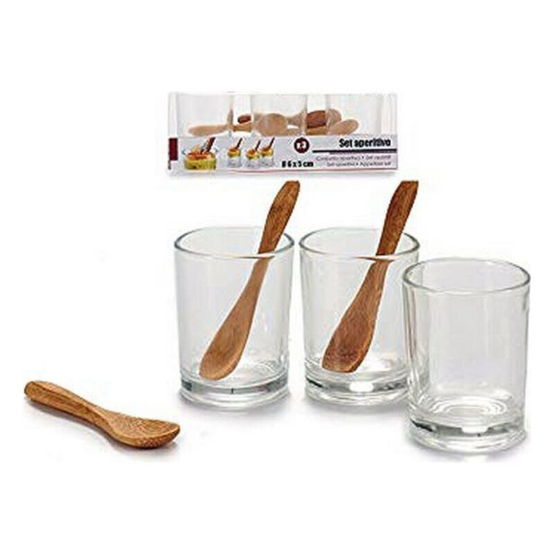 Klaaside komplekt Vivalto Lusikaga Bambus Klaas (100 ml) (3 osa) hind ja info | Klaasid, tassid ja kannud | kaup24.ee