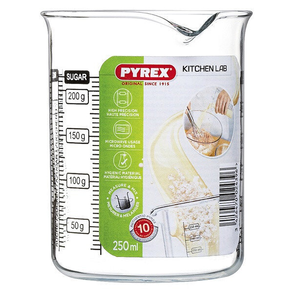 Mõõduklaas Pyrex Kitchen Lab Läbipaistev klaas, maht 0,25 L hind ja info | Klaasid, tassid ja kannud | kaup24.ee