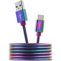 CANYON Type C USB 2.0 standard cable, Power output 5V/9V 2A, OD 3.8mm, metal shell, cable length 1.2m, Rainbow, 14*6*1000mm, 0.04kg hind ja info | Kaablid ja juhtmed | kaup24.ee