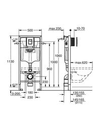 Grohe Solido 3в1 скрытый каркас для унитаза с черной кнопкой «Even» и креплениями, 38811KF0 цена и информация | Детали для унитазов, биде | kaup24.ee