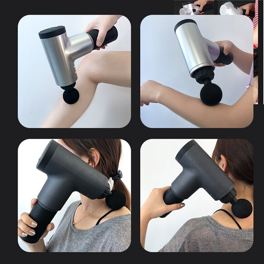 Massage gun | Massaažipüstol, Juhtmeta massaaži löökpüstol, 4 otsaga lihasmasseerija цена и информация | Massaažiseadmed | kaup24.ee