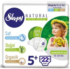 Подгузники Sleepy Natural Junior + 22 (5+ размер) цена и информация | Пеленки | kaup24.ee