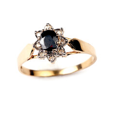 Safiiri ja teemantidega kuldsõrmus 17.5 mm 311 499 175 hind ja info | Sõrmused | kaup24.ee