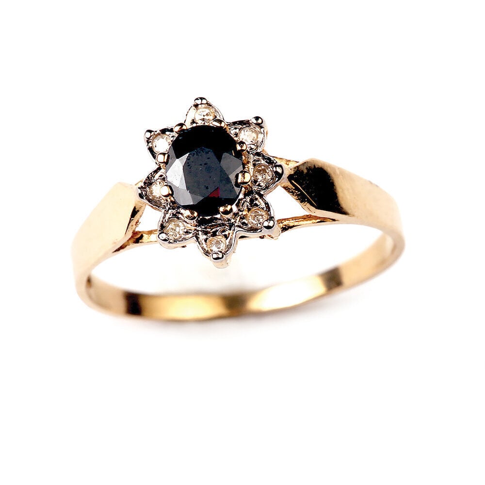 Safiiri ja teemantidega kuldsõrmus 18.5 mm 311 499 185 hind ja info | Sõrmused | kaup24.ee