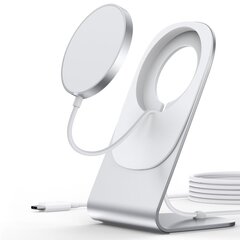 Choetech 15W Magnetic Qi Wireless Charger (MagSafe Compatible) White (T517-F) + Stand Holder Silver цена и информация | Зарядные устройства для телефонов | kaup24.ee