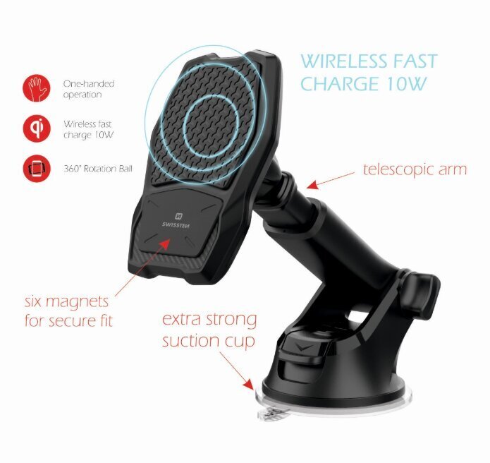 Swissten WM1-HK2 Car Holder With Wireless Charging + Micro USB Cable 1.2m Black hind ja info | Mobiiltelefonide hoidjad | kaup24.ee