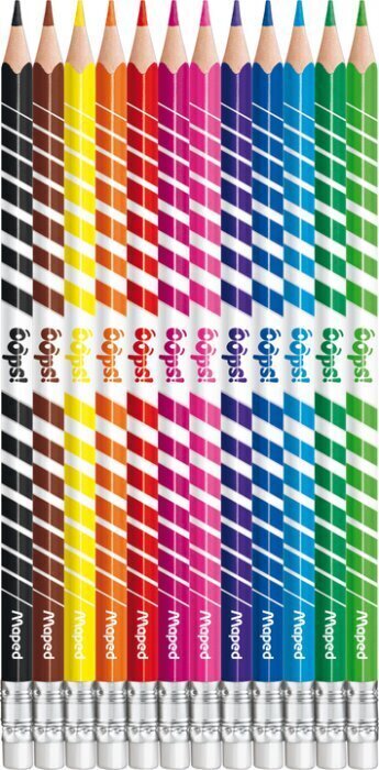 Värvipliiatsid ColorPeps Oops! koos kutukummiga, 12 tk hind ja info | Kunstitarbed, voolimise tarvikud | kaup24.ee
