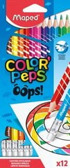 Värvipliiatsid ColorPeps Oops! koos kutukummiga, 12 tk цена и информация | Принадлежности для рисования, лепки | kaup24.ee