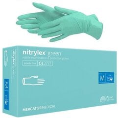 Перчатки одноразовые нитриловые Mercator Nitrylex Green, M 100 шт. цена и информация | Pirštinės darbui sode M/25cm | kaup24.ee