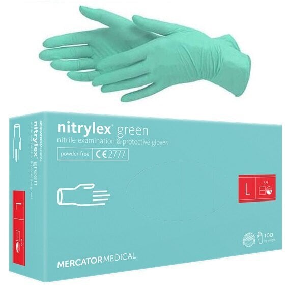Ühekordsed nitriilkindad Mercator Nitrylex Green, 100 tk hind ja info | Töökindad | kaup24.ee