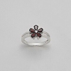 Lilleõie kujuga hõbesõrmus (925) imeliste naturaalsete Granaatidega E5768-4EU-57 hind ja info | Sõrmused | kaup24.ee