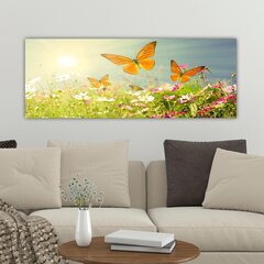 Репродукция на холсте Луг c бабочками, 30x80 см цена и информация | Картины, живопись | kaup24.ee