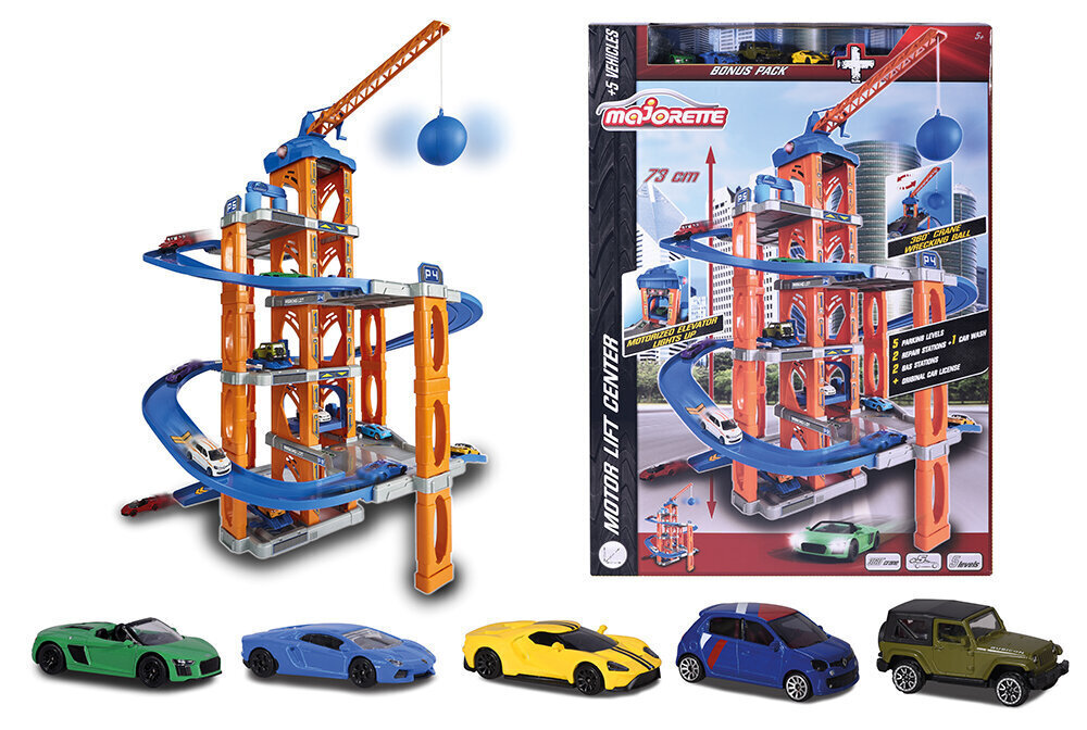 Kõrghoone garaaž 5 autoga Majorette hind ja info | Poiste mänguasjad | kaup24.ee